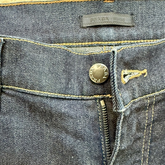 PRADA Dark Wash Mid High Rise Straight Leg Jeans Women Luxury Designer Denim 33 - Picture 12 of 17